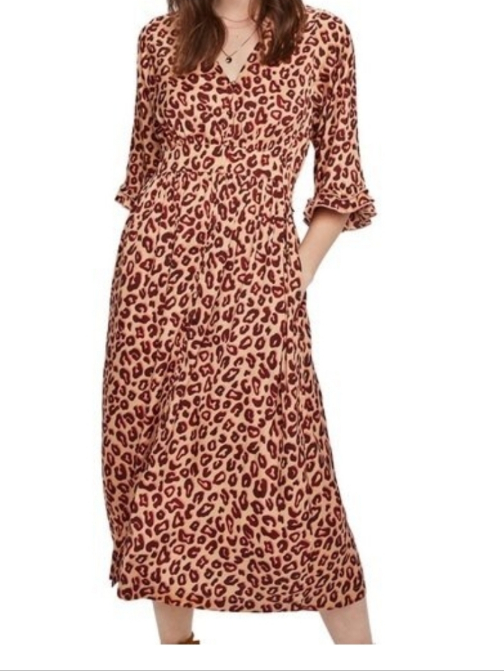 NWT Scotch & Soda Printed Midi Dress Leopard Size‎ Small